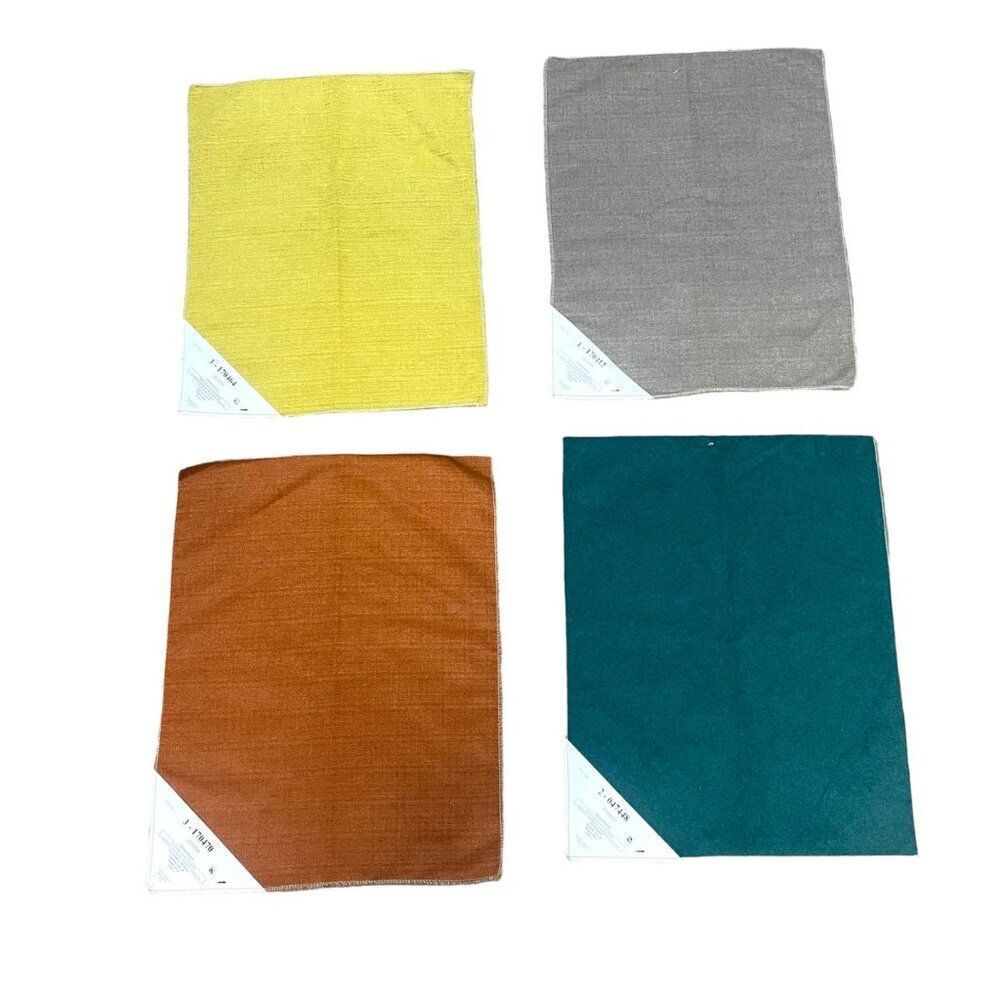 Set Of 4 Thibaut Zenith Fabric Samples In Yellow Gray Rust & Teal Indoor Outdoor